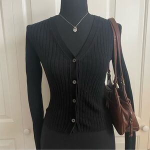 Wilfred Black Ribbed Cardigan
